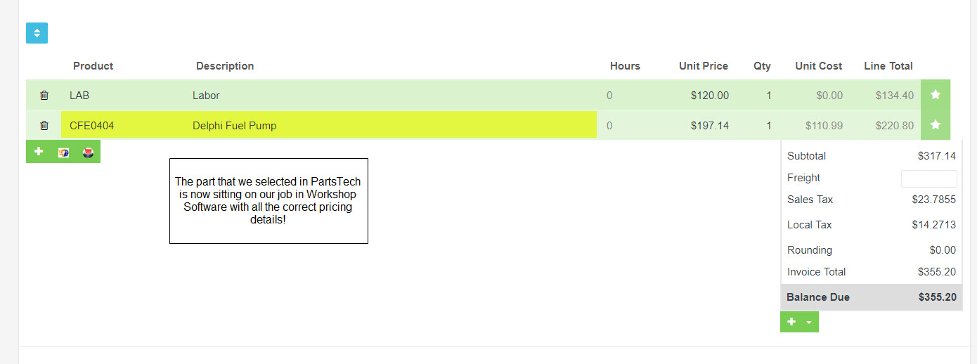 Workshop Software screen showing partstech will then take you back to workshop software where your part should…