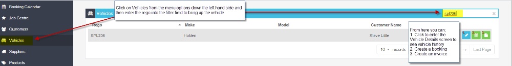 Workshop Software screen showing once the vehicle comes up you can click to view the vehicle details screen an…