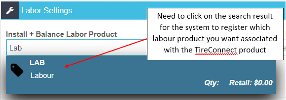 Workshop Software screen showing you must click on the relevant search result for it to register