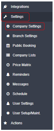 Workshop Software enter your tax type and rate showing ‘settings’ from the menu options down the left hand side of the scr…