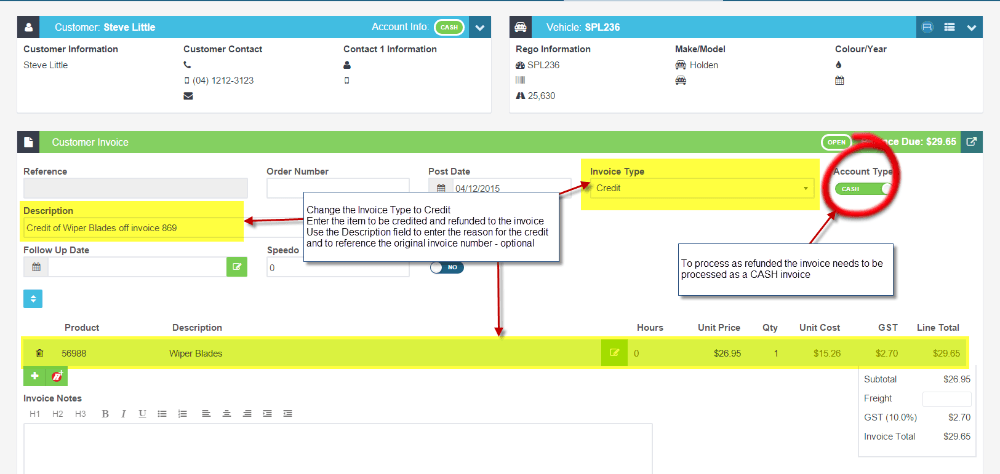 Workshop Software screen showing these products will be returned to your stock)