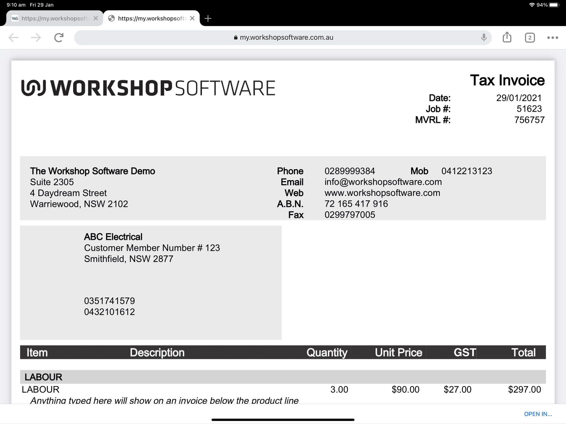 Workshop Software using workshop software on a tablet step 8 of 9