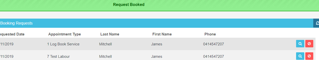 Confirmation request has been confirmed & entered in booking diary