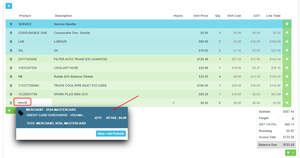 Workshop Software screen showing when you are about to process the invoice you will need to calculate how much…