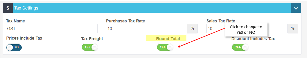 Workshop Software screen showing look for the field titled round total , click on the toggle to switch from no…