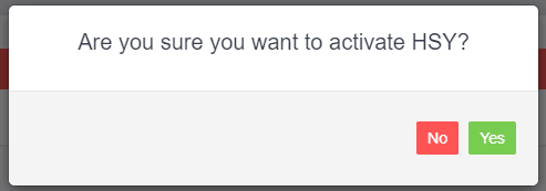 Workshop Software screen showing a pop up box will appear asking if you are sure you want to activate hsy - cl…