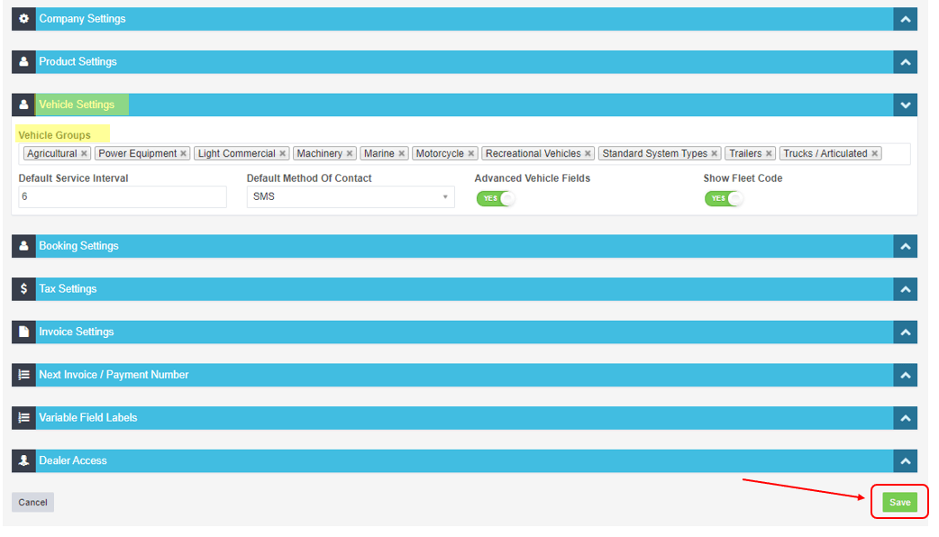 Workshop Software add more vehicle body types showing button is located at the bottom right part of the page