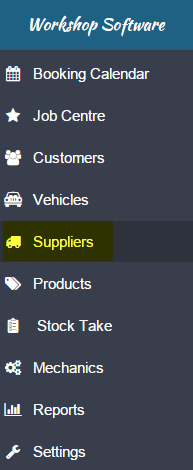Workshop Software how to search for a supplier showing ‘suppliers’ to bring up a list of all of your suppliers entered int…