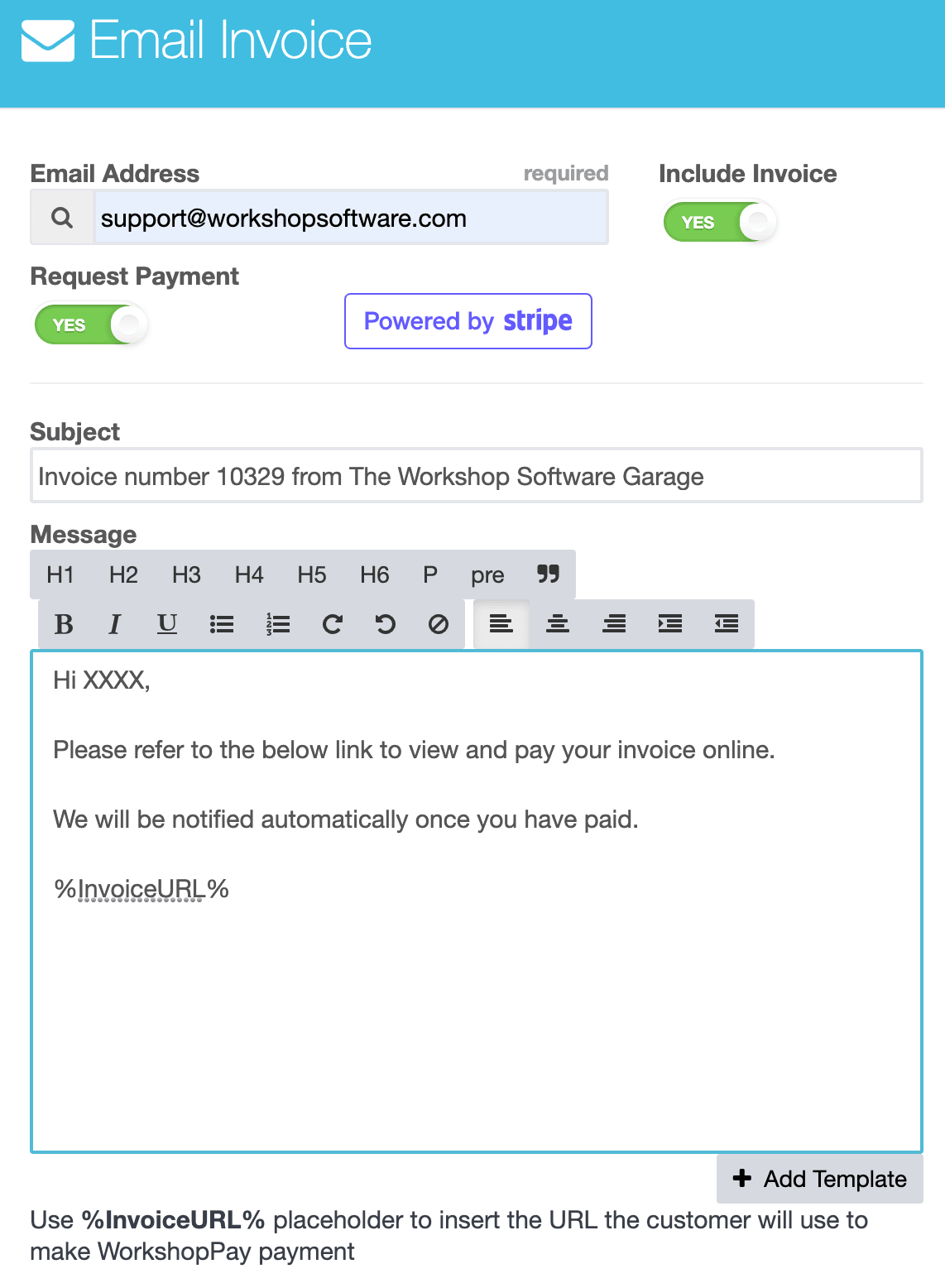 Workshop Software screen showing please toggle this to ‘yes’