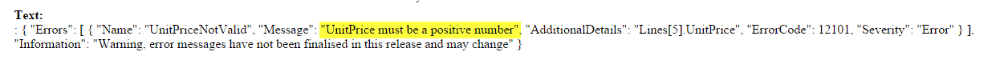 Workshop Software myob error - unitprice must be a positive number step 1 of 3