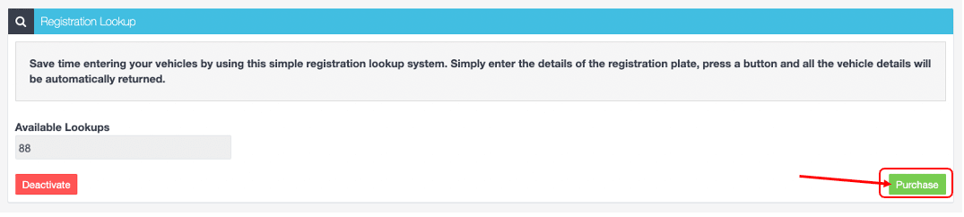Workshop Software screen showing to purchase them click on the green ’ purchase ’ button
