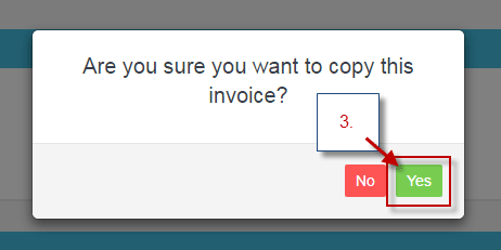Workshop Software how to copy an invoice showing action by selecting ‘yes’