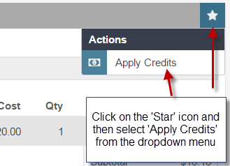 Workshop Software apply a supplier credit to a supplier invoice showing ‘star’ icon at the top right of the credit, next t…