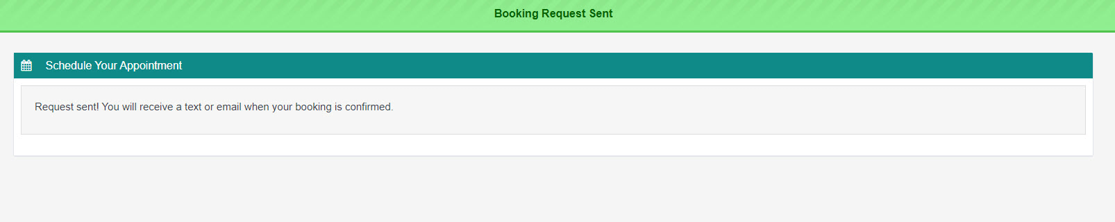 Confirmation when booking request has been submitted