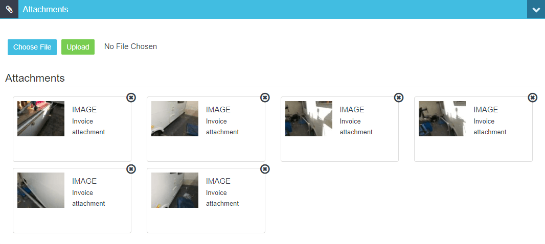 Screenshot of multiple attachments available on invoice