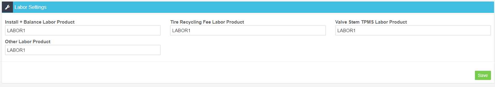 Workshop Software screen showing in the below labour settings, you can search for your associated labour product