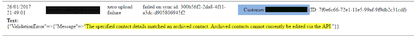 Workshop Software screen showing unarchiving a customer in xero if you get error message customer has been arc…