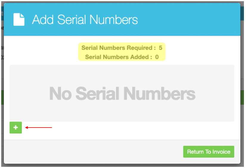 Workshop Software screen showing to enter a serial number click on the green “ + “ icon on the bottom left han…