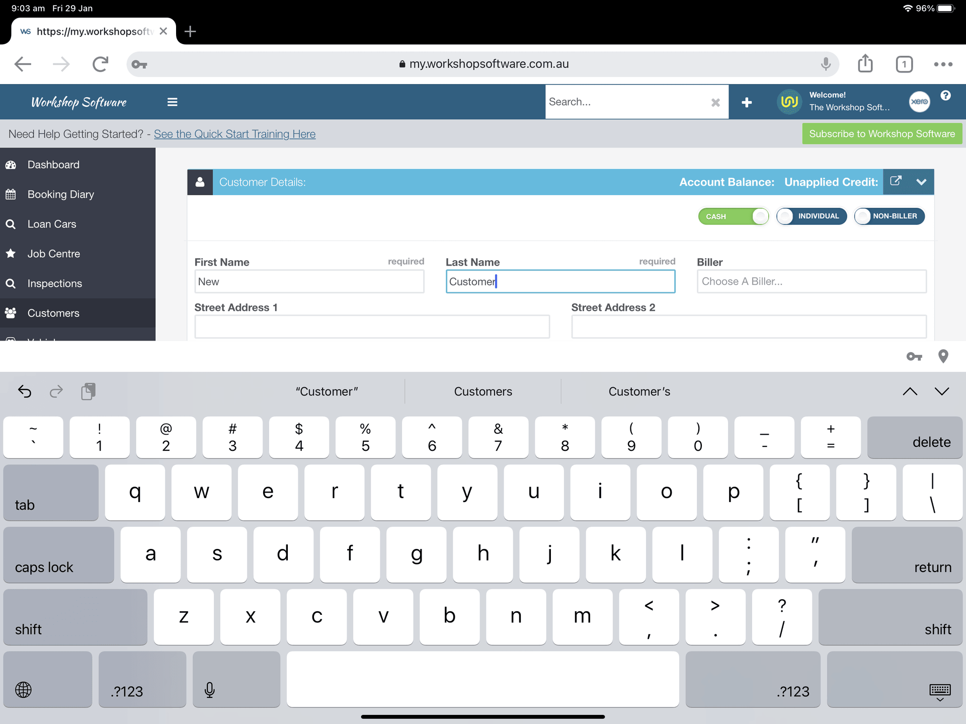 Workshop Software screen showing you can use all functions of workshop software on a <a href=