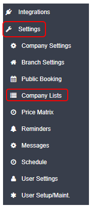 Workshop Software set up a sms template showing ‘settings’ on the left hand navigation menu in workshop software, then sel…