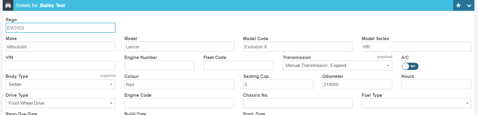 Workshop Software run a vehicle history report showing vehicle you would like to produce this report for