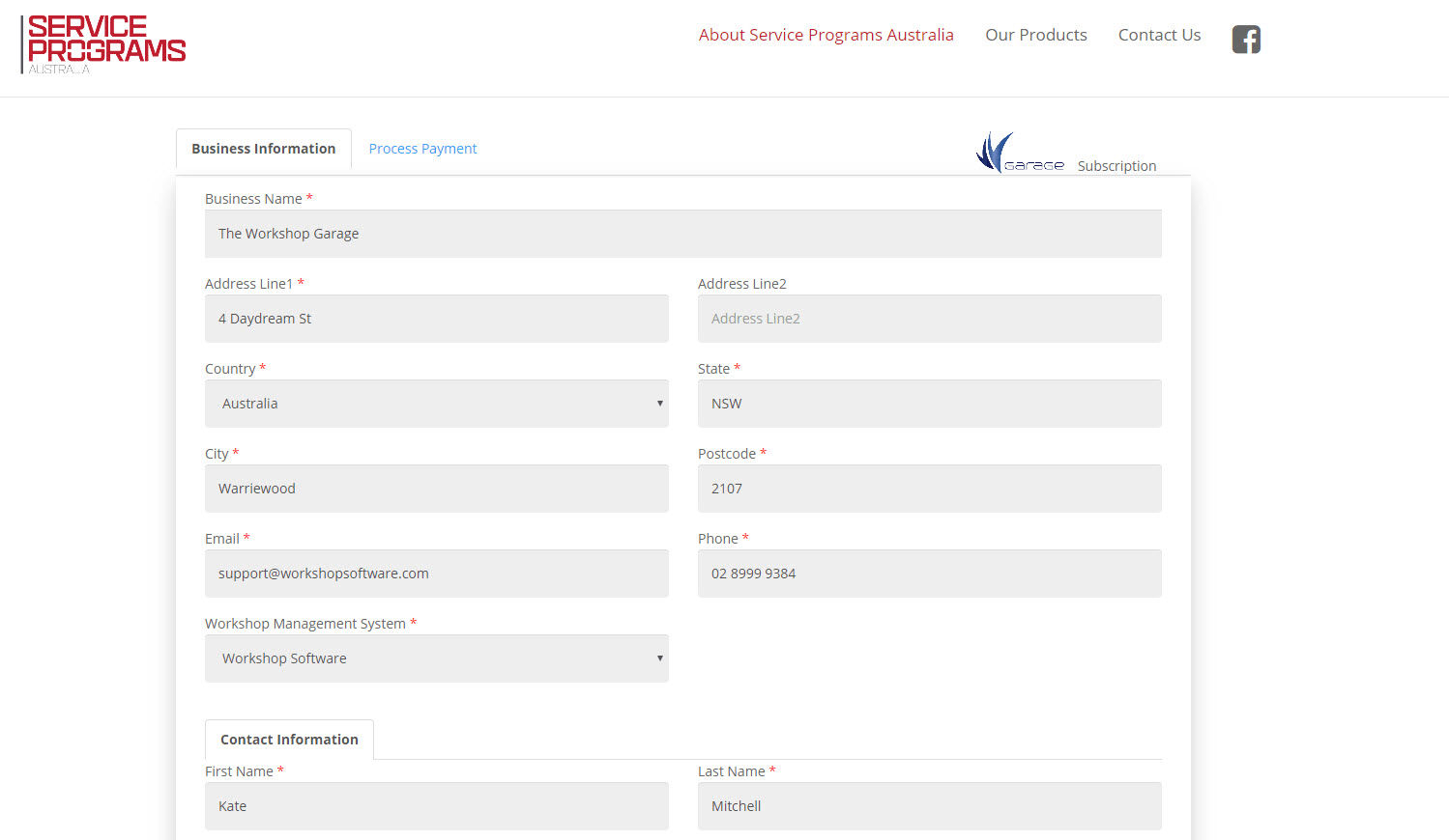 Workshop Software screen showing vvgarage comes at a cost of $59+gst per month for australian users and $65 fo…