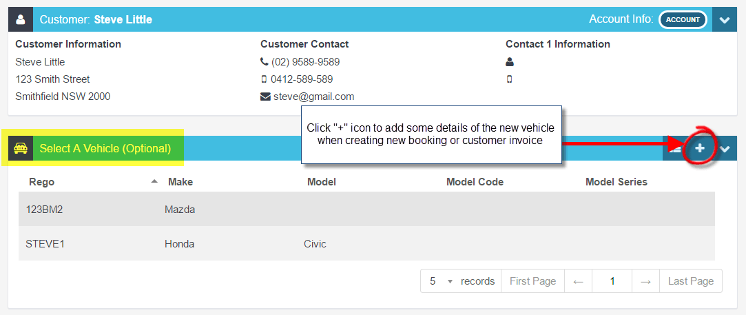 Vehicle registration lookup field for automatically populating vehicle details
