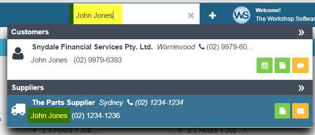 Workshop Software how to search for a supplier step 2 of 5