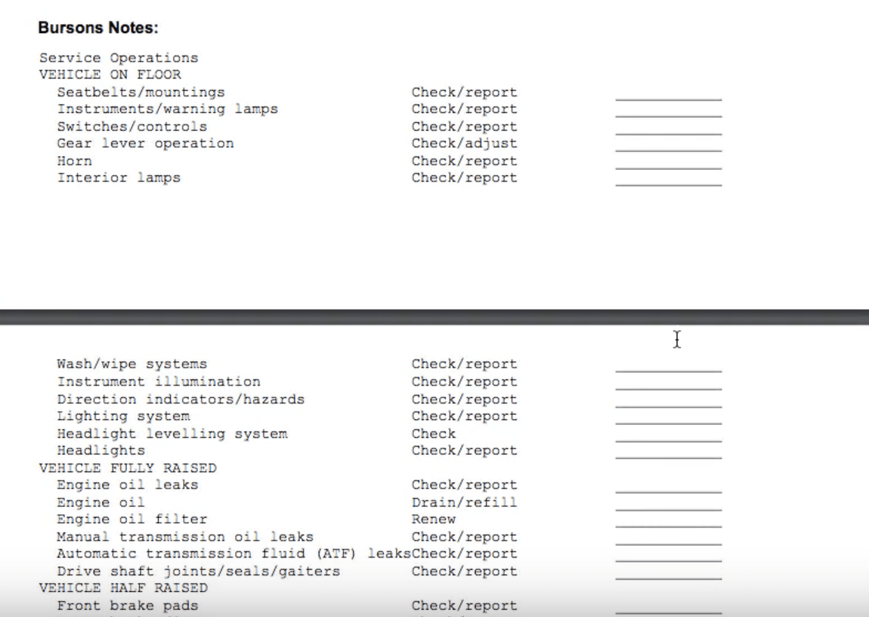 Workshop Software screen showing if you then print your job card, you will see that the relevant service infor…