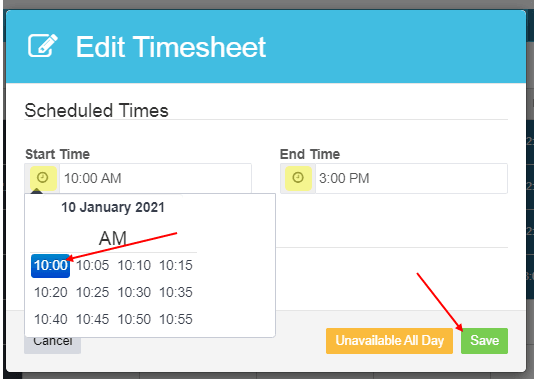 Workshop Software screen showing then click the green ‘save’ button