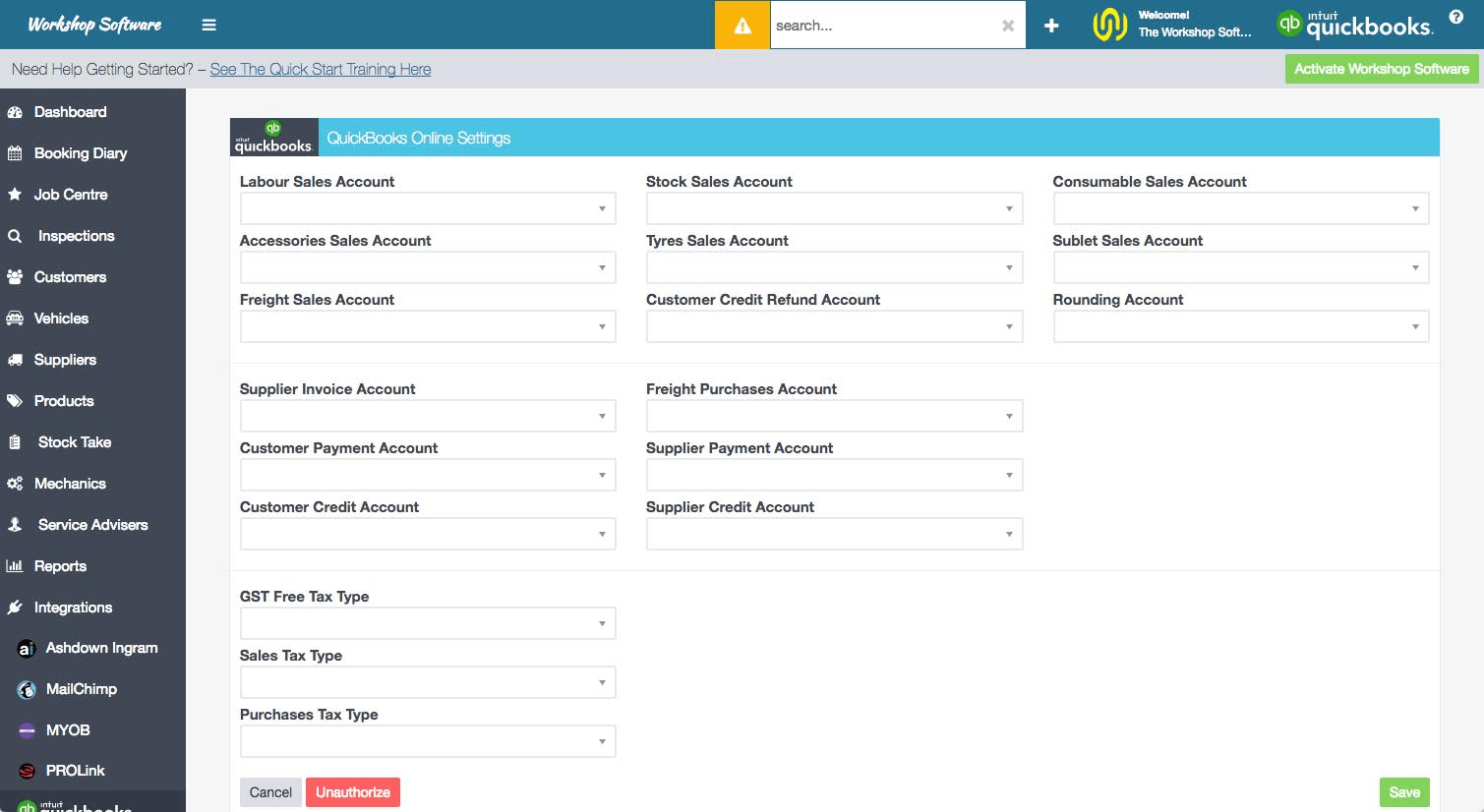 Workshop Software screen showing you need to make a selection for every field on this page, even if you think …