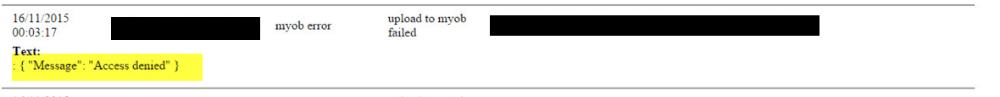 Workshop Software myob error -  access denied step 1 of 3