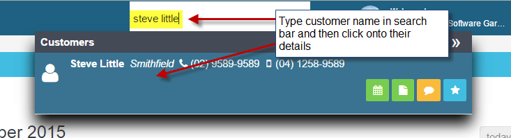 Customer details screen showing blue Vehicles bar with plus icon to add a new vehicle