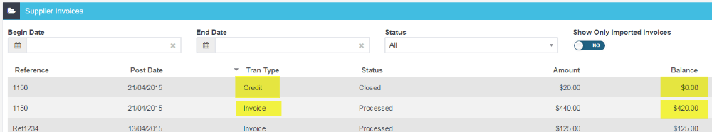 Workshop Software screen showing the credit will now show a $0 balance and the balance on the invoice will hav…