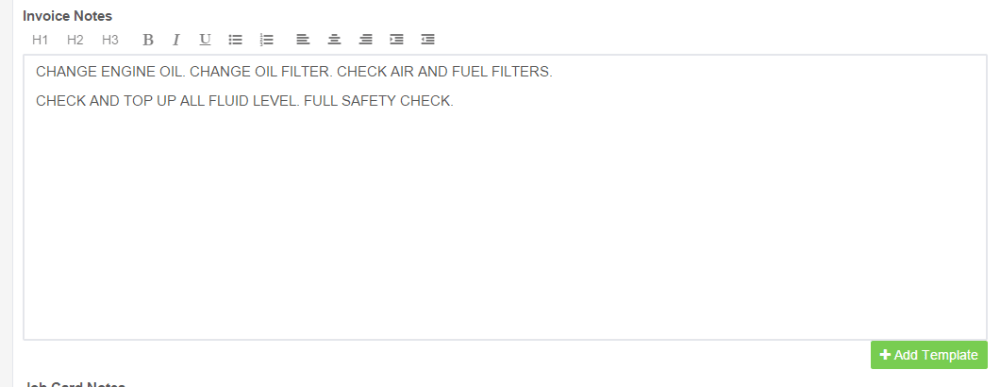 Workshop Software add templated wording to an invoice step 3 of 4