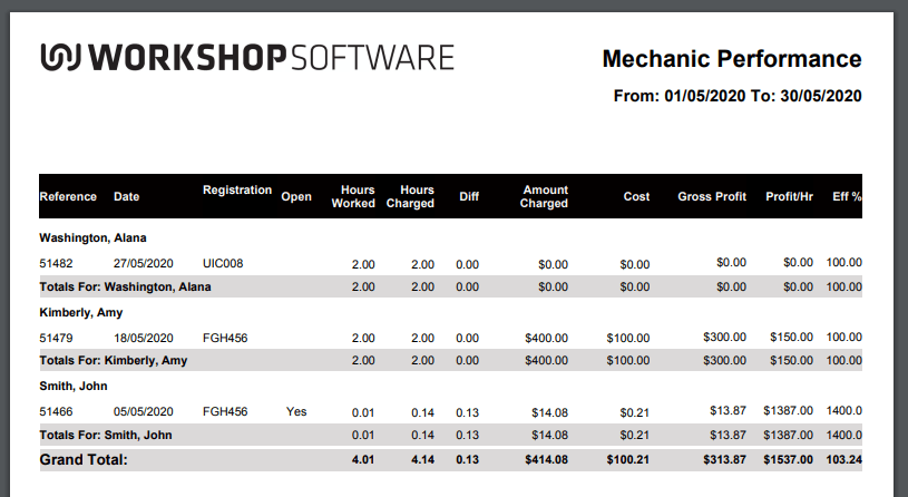 Workshop Software screen showing below is the report with the summary toggle on no