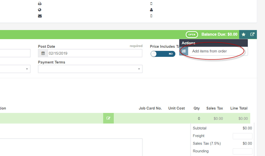 Workshop Software order parts through partstech showing for the supplier and to add the stock order to this invoice withou…