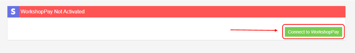 Workshop Software stripe online payment setup showing green ’connect to ’ workshoppay ’ button