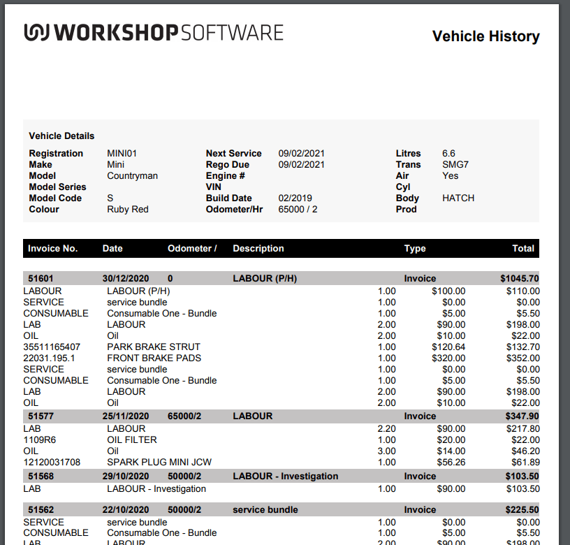Workshop Software screen showing below is what the report will look like with the summary toggle on no and the…