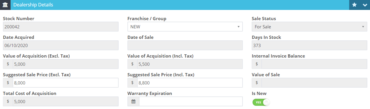 Workshop Software screen showing so far no internal invoices have been created for it
