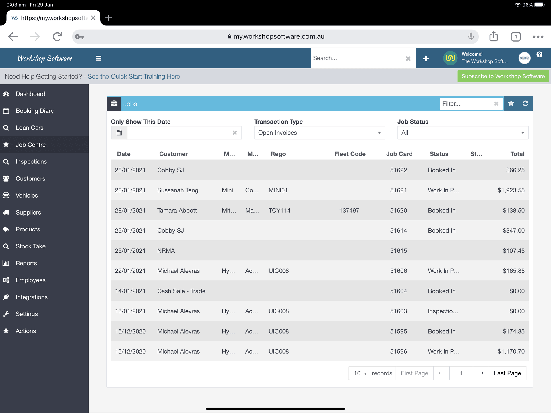 Workshop Software screen showing workshop software will open as normal, just a smaller version due to the smal…
