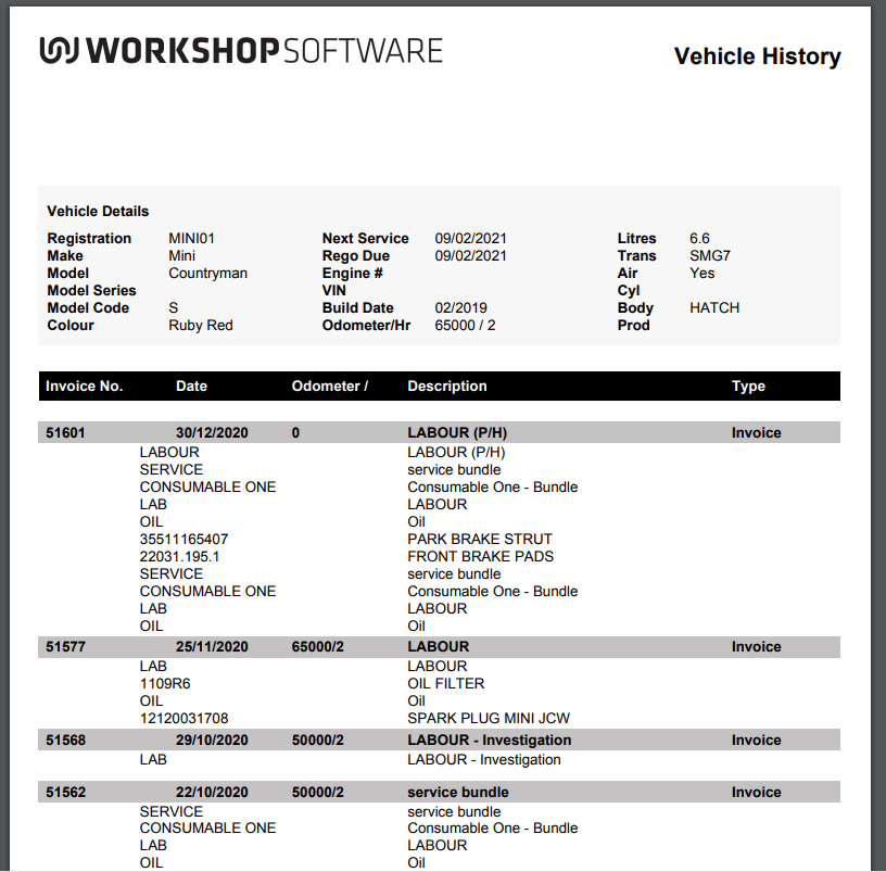 Workshop Software screen showing below is what the report will look like with both summary and print total tur…
