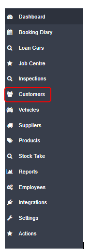 Workshop Software set up my customer’s preferred method of contact showing ’ customer ’ from the left-hand navigation bar …