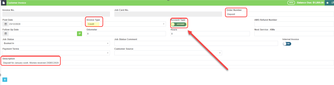 Workshop Software screen showing /knowledge-basecustomers/how-to-record-a-credit-…