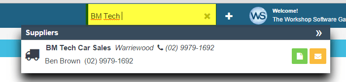Workshop Software how to send an email to a supplier from workshop software showing name of your supplier into the univers…
