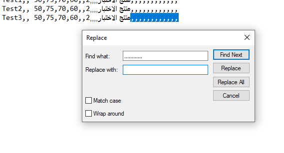 Workshop Software importing arabic text into workshop software showing long string of commas at the end of each line and c…