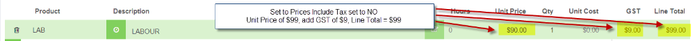 Workshop Software screen showing workshop software will then add gst to the price of the item and include it i…