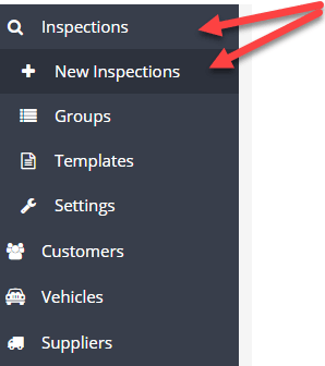 Workshop Software create an inspection showing ‘inspections’ > ‘new inspections’ on your tabs on the left hand side of wor…”>
2. Choose which Customer and Vehicle you want to do the inspection for and what type of Inspection template you want to use.
<img loading=