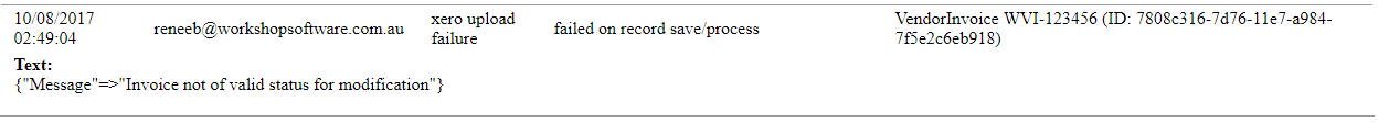 Workshop Software error - cannot duplicate invoice numbers for supplier showing image to enlarge