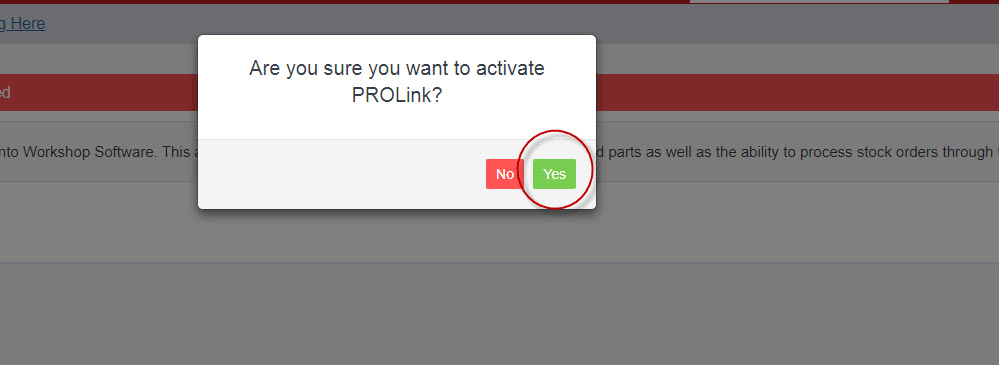 Workshop Software screen showing please select ’ yes ’